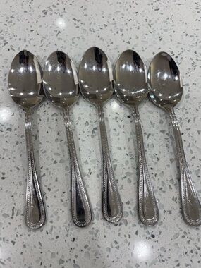 Beaded Stainless spoons by TOWLE SILVER set of 5